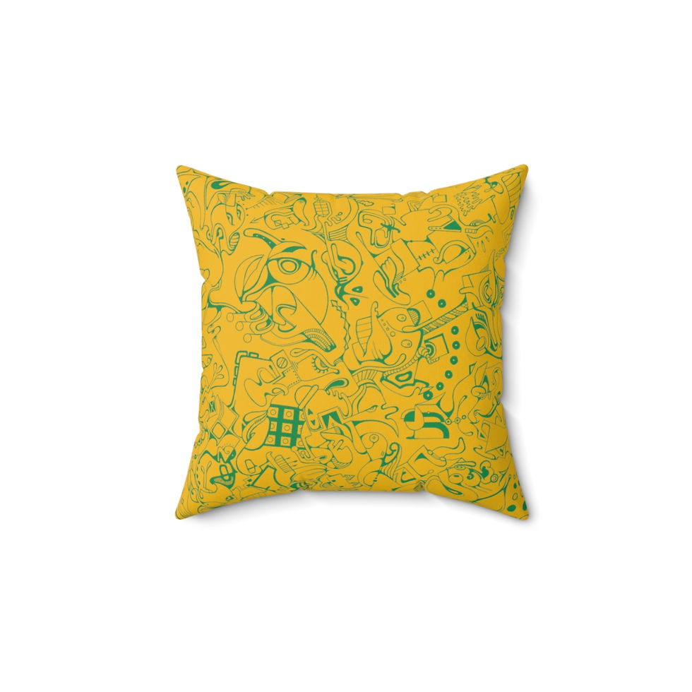 Thumbnail: Polyester Square Pillow - Spinnaroony 2 (yellow)