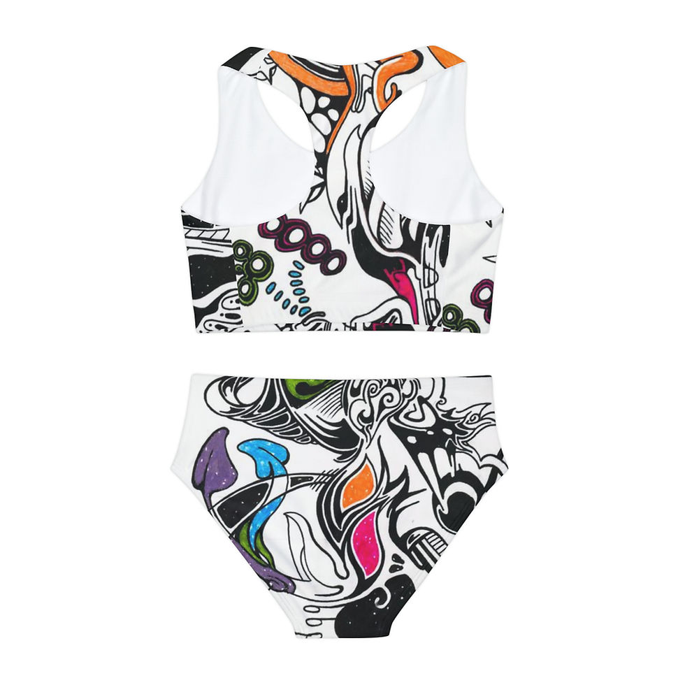 Thumbnail: Girls Two Piece Swimsuit (AOP) - Space Blow
