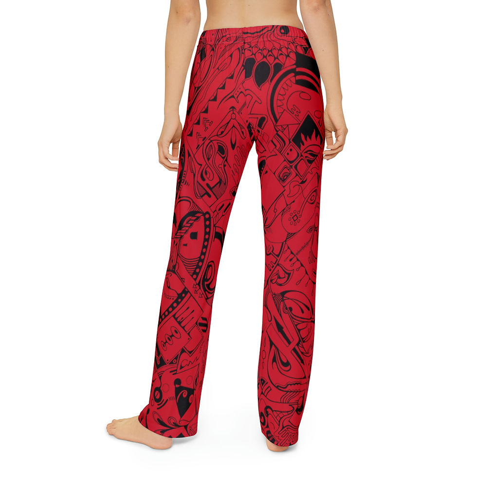 Thumbnail: Kids Pajama Pants (AOP) - Spinnaroony (dark red)