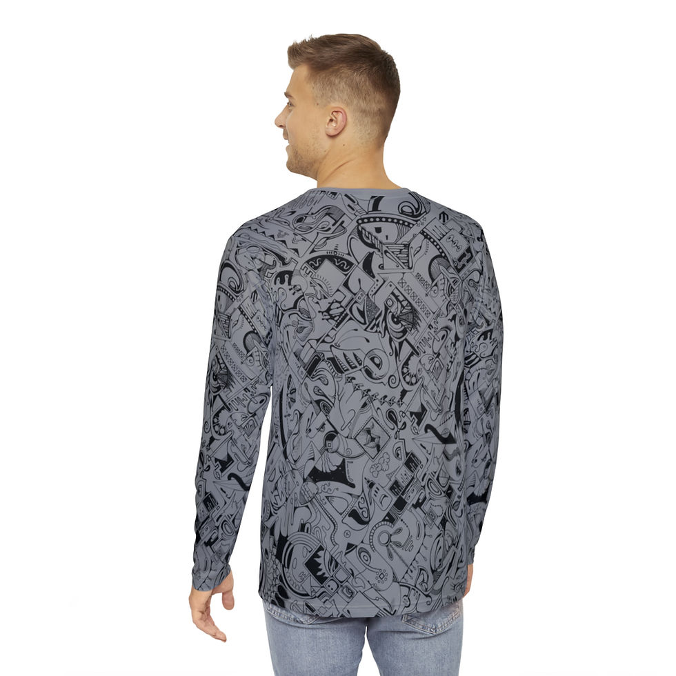 Thumbnail: Men's Long Sleeve Shirt (AOP) - Spinnaroony (grey)