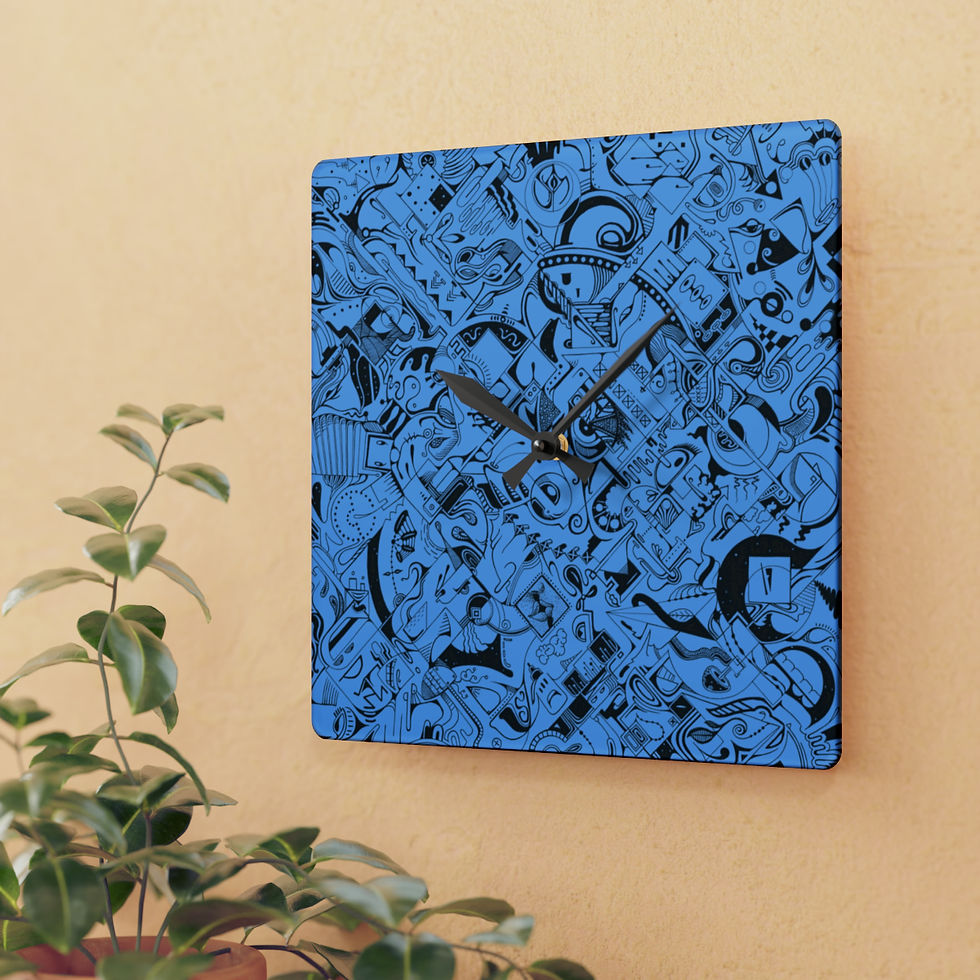 Acrylic Wall Clock - Spinnaroony (light blue)