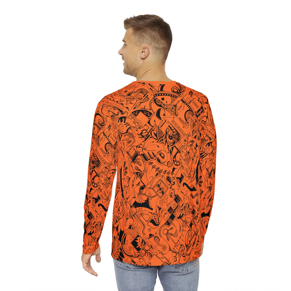 Thumbnail: Men's Long Sleeve Shirt (AOP) - Spinnaroony (orange)