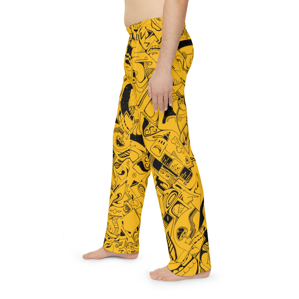 Thumbnail: Men's Pajama Pants (AOP) - Spinnaroony (yellow)