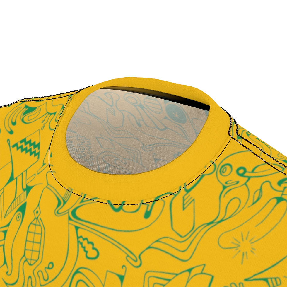 Thumbnail: Unisex Short Sleeve Tee (AOP) - Spinnaroony 2 (yellow)