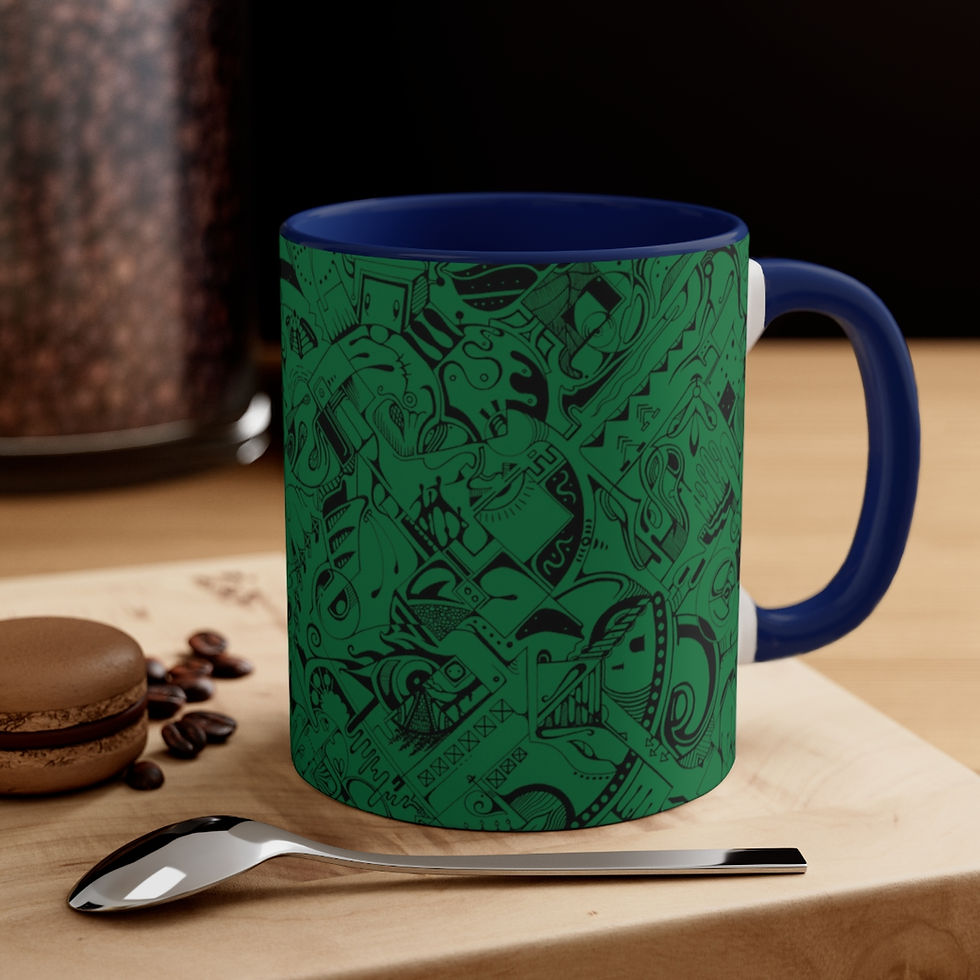 Thumbnail: Accent Coffee Mug, 11oz - Spinnaroony (dark green on black)