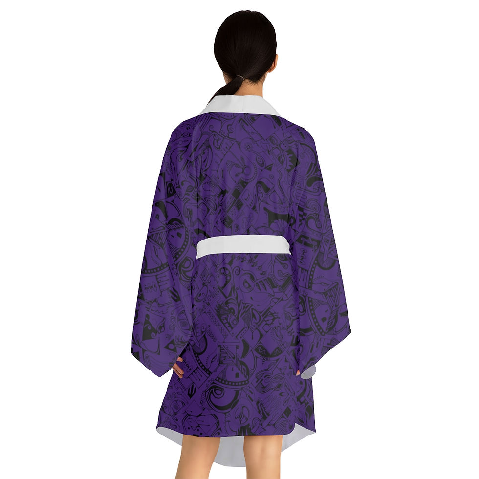 Thumbnail: Long Sleeve Kimono Robe (AOP) - Spinnaroony (purple)
