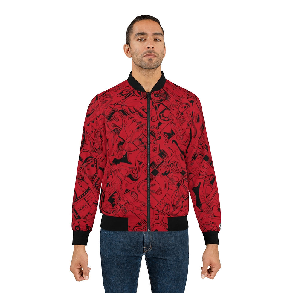 Thumbnail: Men's Bomber Jacket (AOP) - Spinnaroony (dark red)