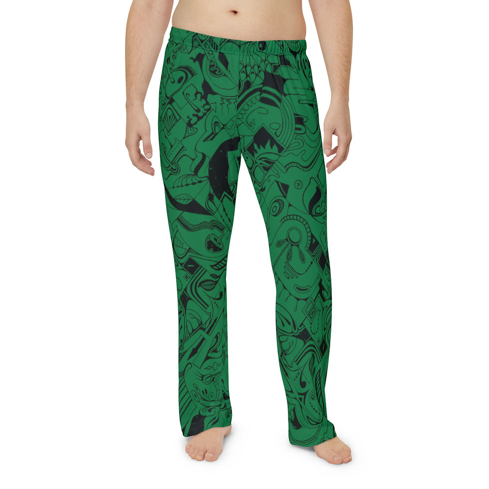 Men's Pajama Pants (AOP) - Spinnaroony (dark green)