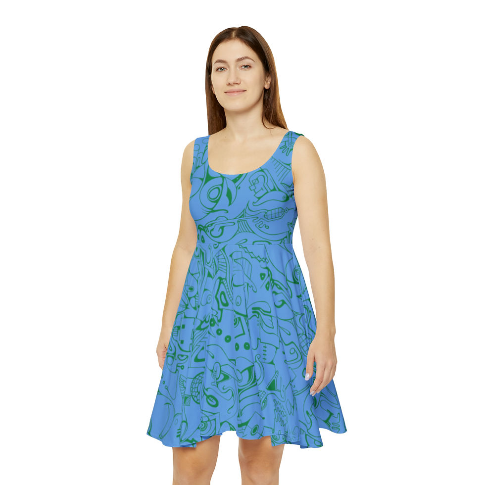 Women's Skater Dress (AOP) - Spinnaroony 2 (light blue)