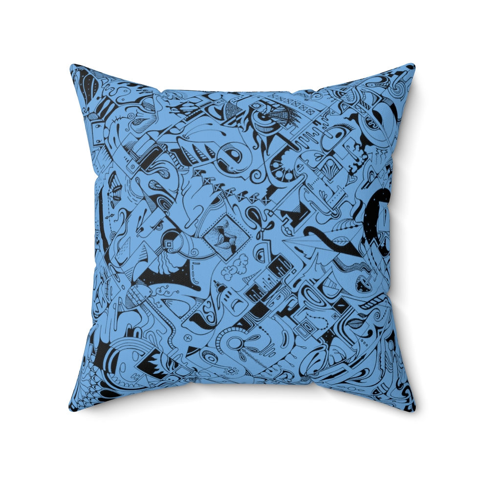 Thumbnail: Polyester Square Pillow - Spinnaroony (light blue)