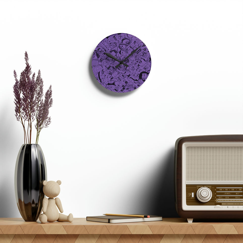 Thumbnail: Acrylic Wall Clock - Spinnaroony (light purple)
