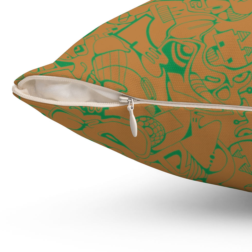 Thumbnail: Polyester Square Pillow - Spinnaroony 2 (orange)