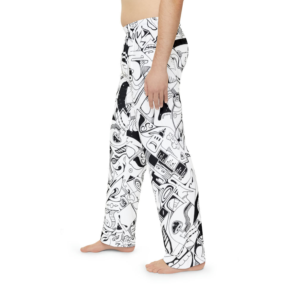 Thumbnail: Men's Pajama Pants (AOP) - Spinnaroony (white)