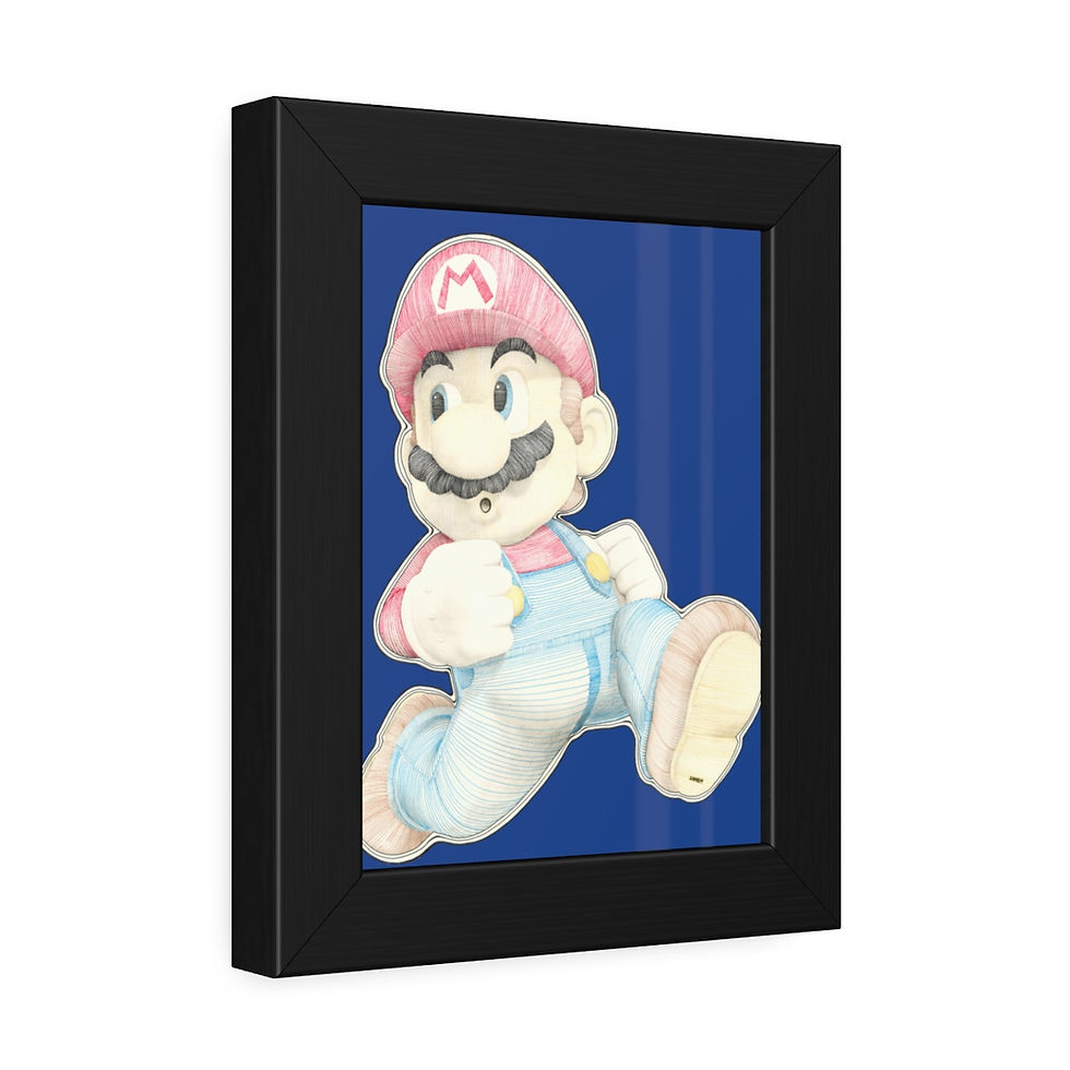 Thumbnail: Framed Paper Posters - Mario Mario (dark blue)