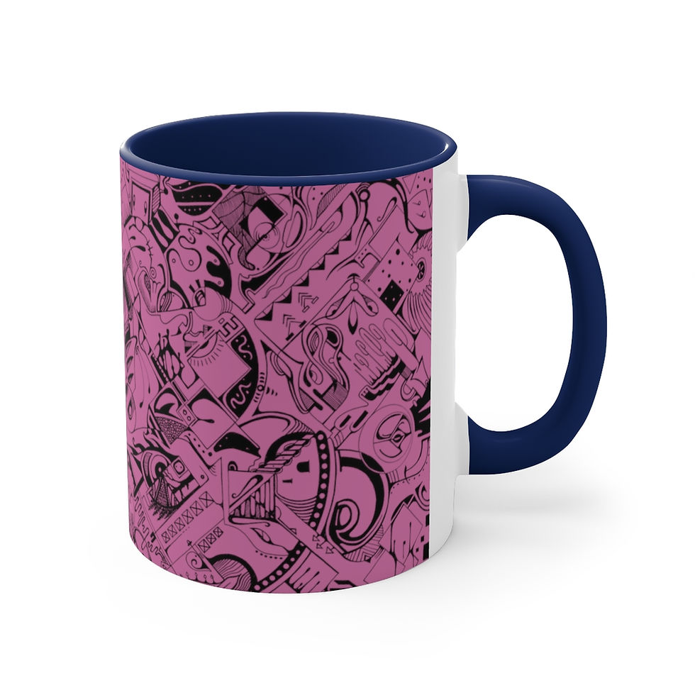 Thumbnail: Accent Coffee Mug, 11oz - Spinnaroony (light pink on black)