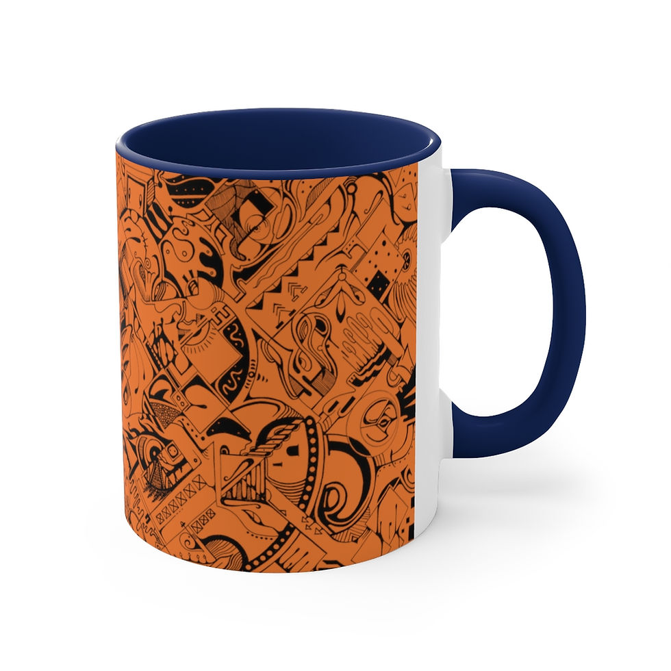Thumbnail: Accent Coffee Mug, 11oz - Spinnaroony (orange on black)