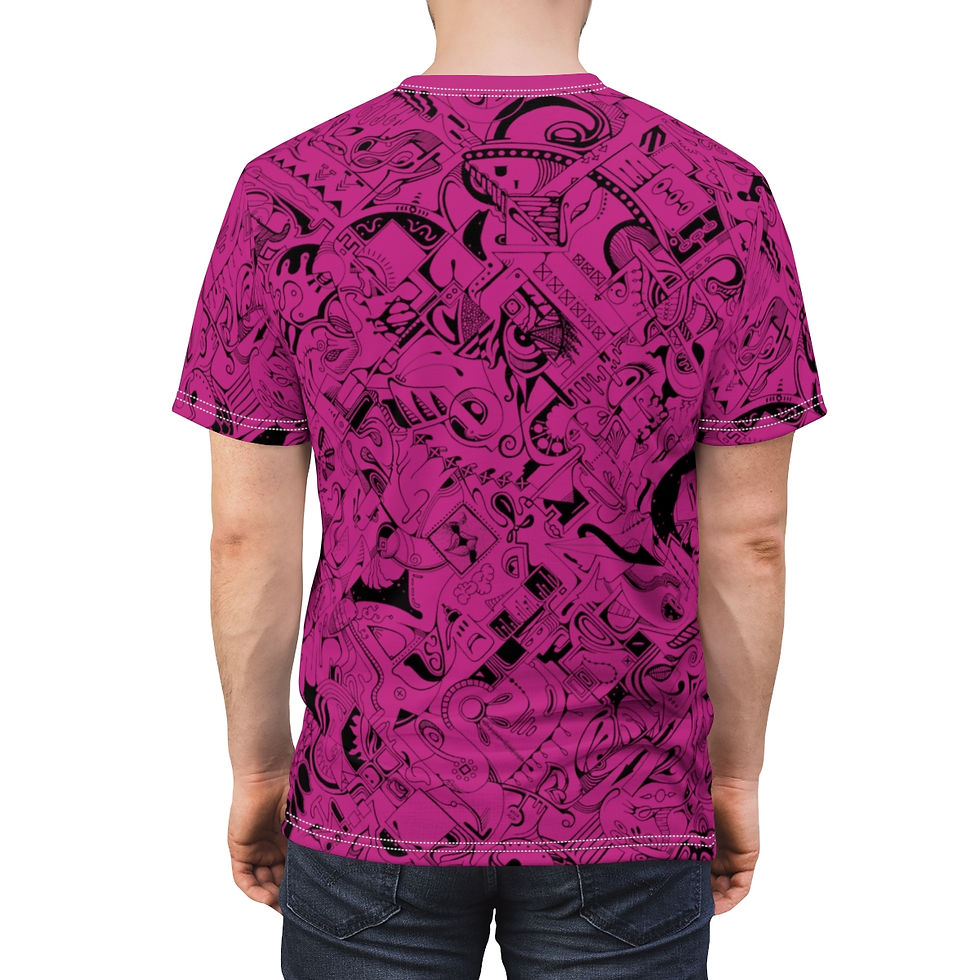 Thumbnail: Unisex Short Sleeve Tee (AOP) - Spinnaroony (pink)