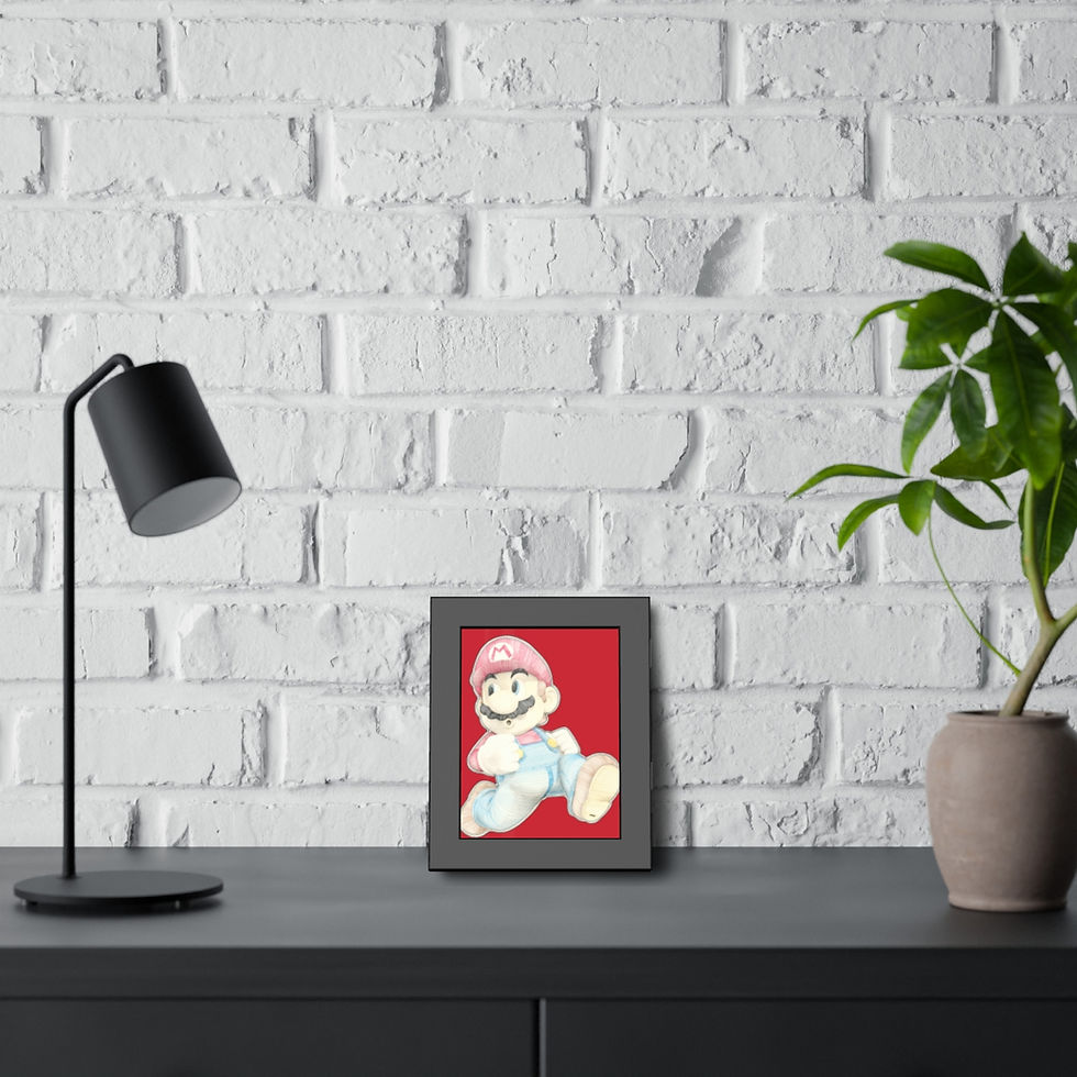 Thumbnail: Framed Paper Posters - Mario Mario (dark red)