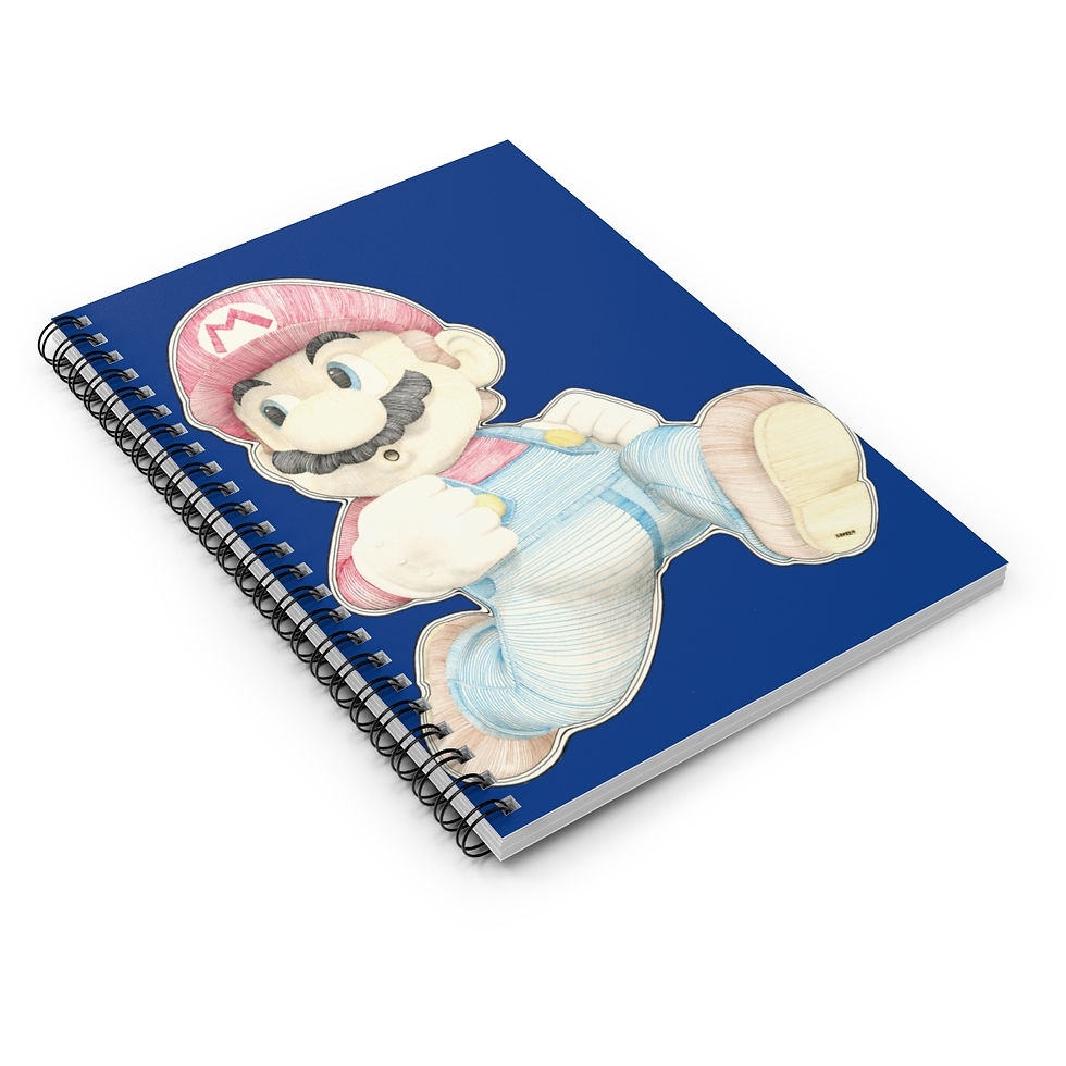 Spiral Notebook - Mario Mario (dark blue)