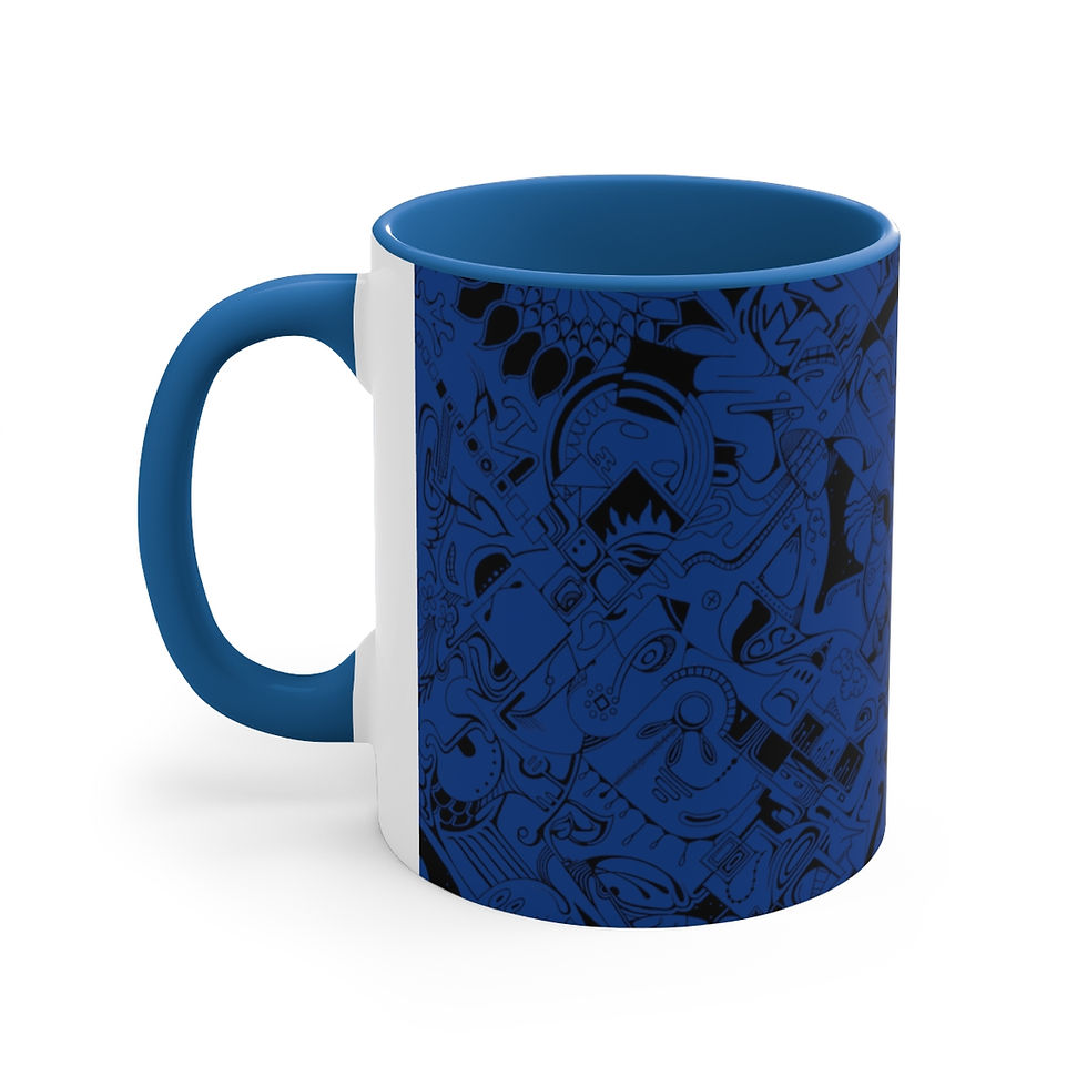 Thumbnail: Accent Coffee Mug, 11oz - Spinnaroony (dark blue on black)