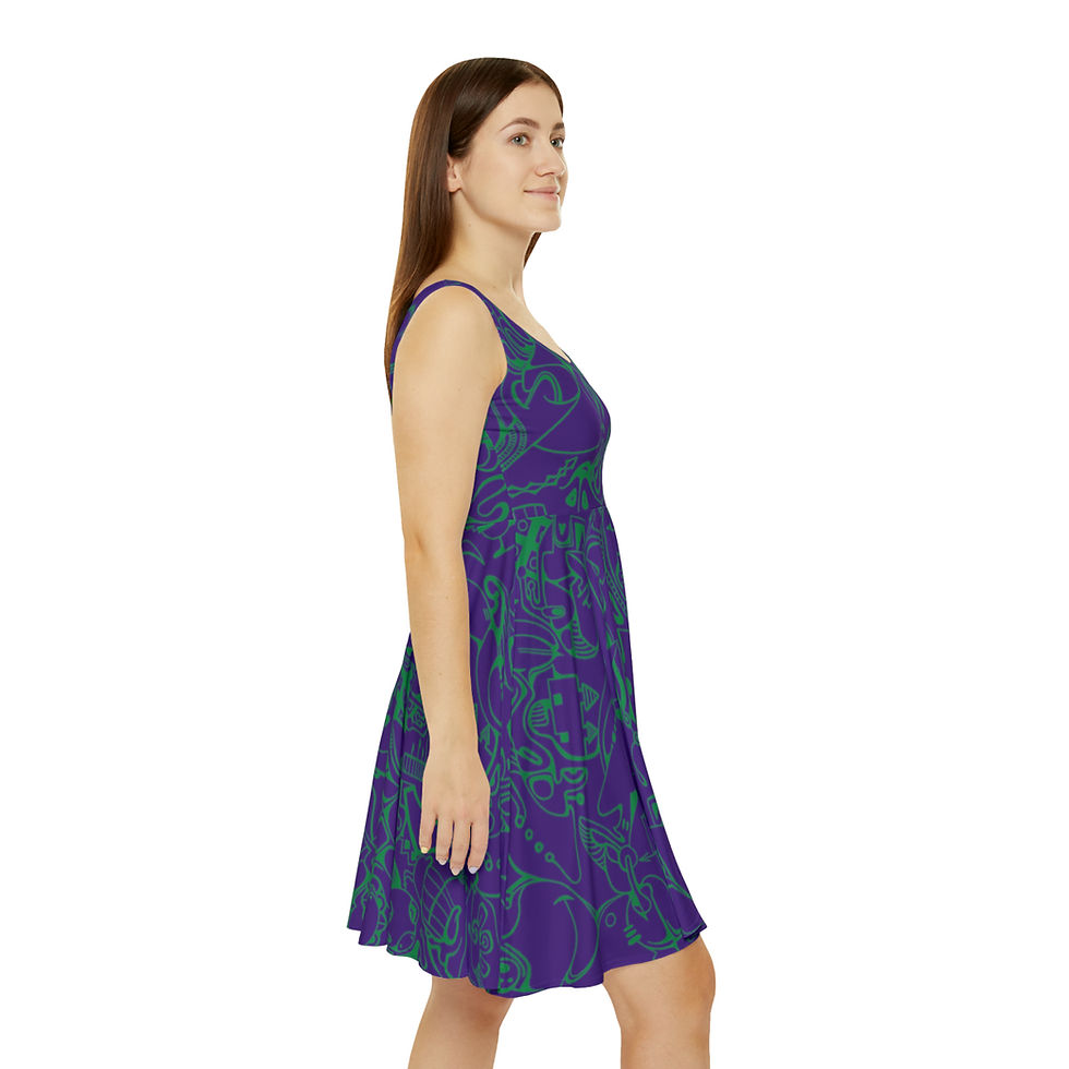 Thumbnail: Women's Skater Dress (AOP) - Spinnaroony 2 (dark purple)