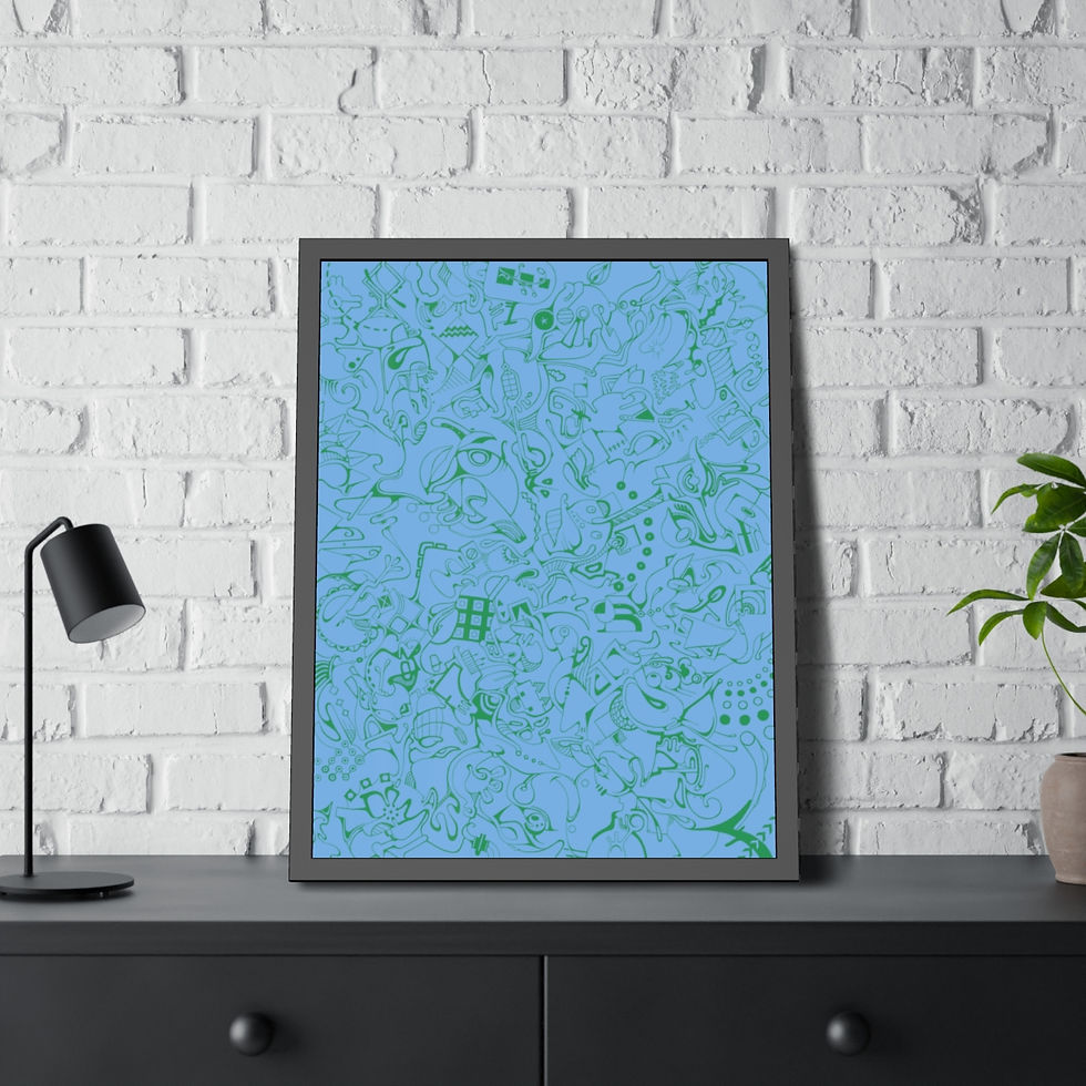 Thumbnail: Framed Paper Posters - Spinnaroony 2 (light blue)