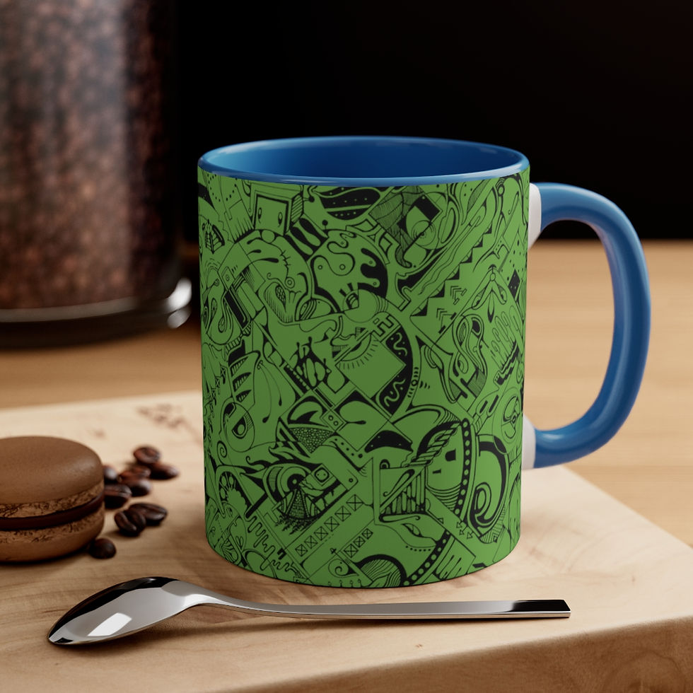 Thumbnail: Accent Coffee Mug, 11oz - Spinnaroony (green on black)