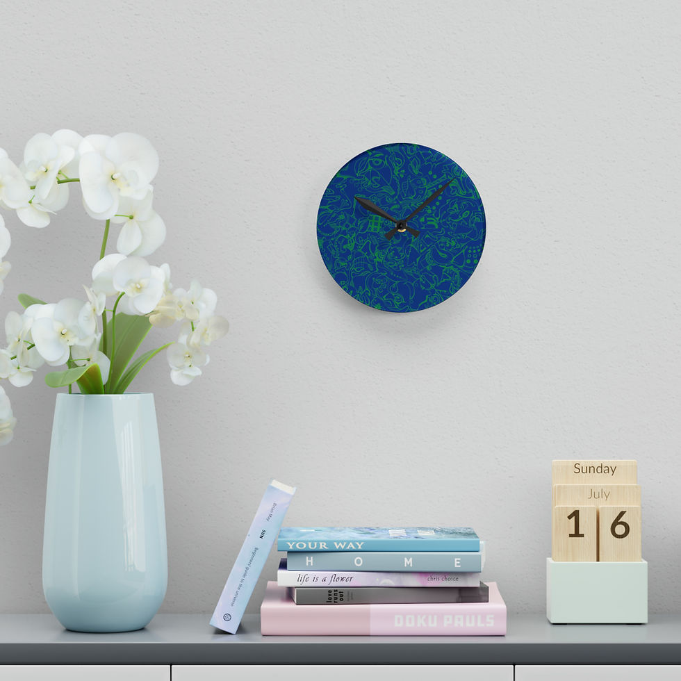Thumbnail: Acrylic Wall Clock - Spinnaroony 2 (dark blue)