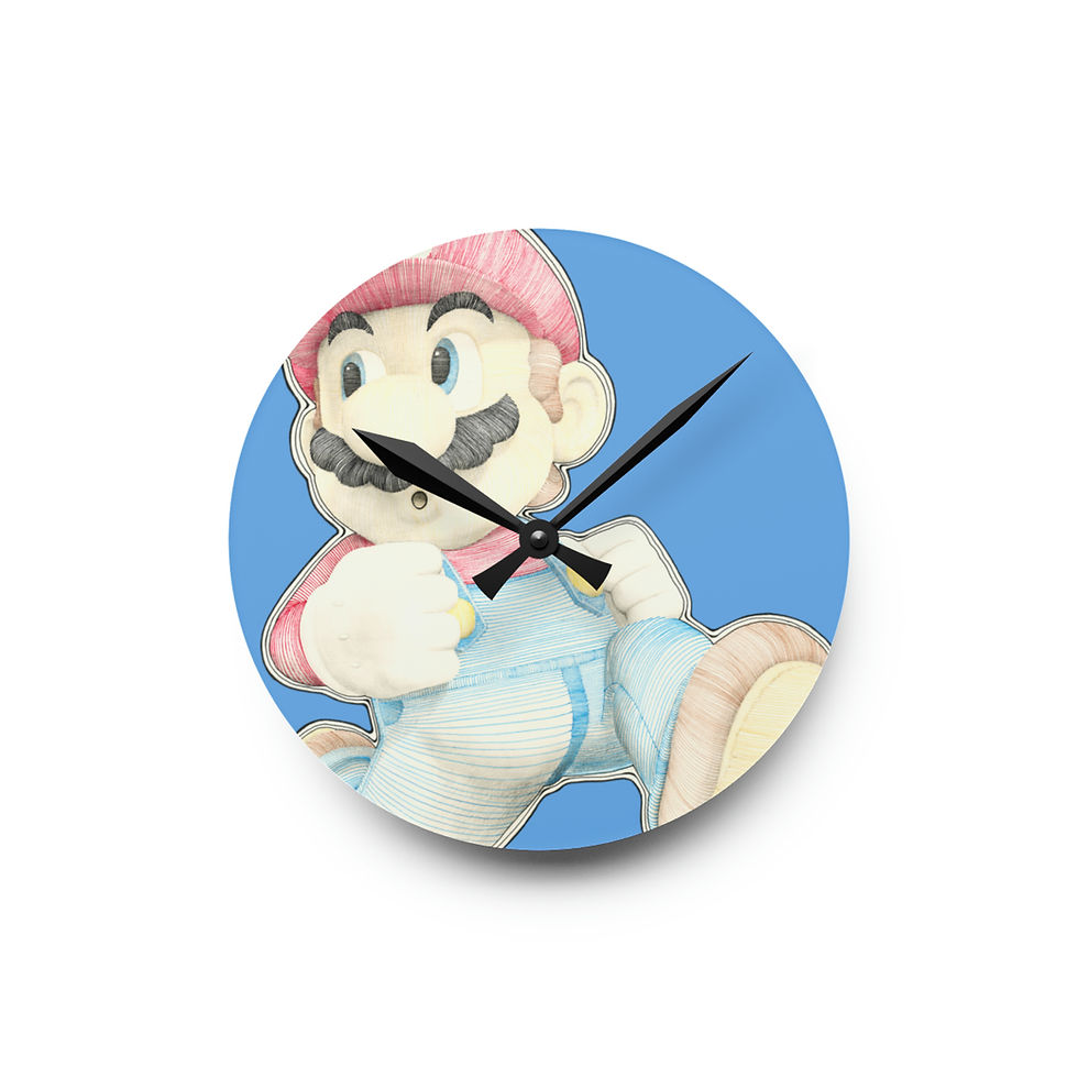 Thumbnail: Acrylic Wall Clock - Mario Mario (light blue)