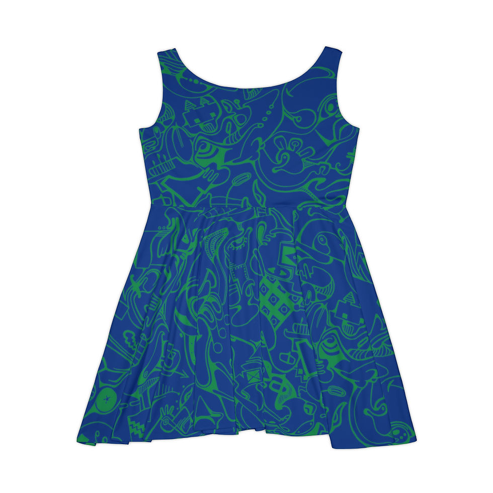Thumbnail: Women's Skater Dress (AOP) - Spinnaroony 2 (dark blue)