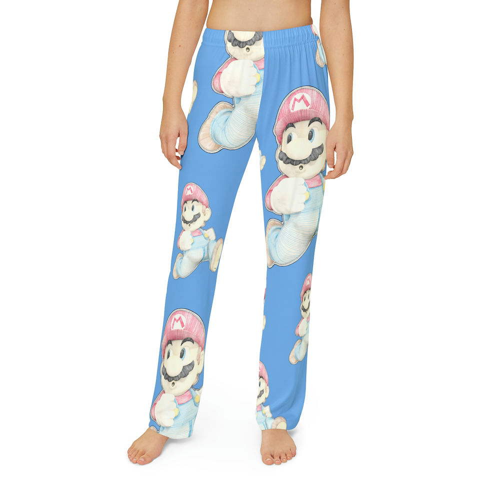 Thumbnail: Kids Pajama Pants (AOP) - Mario Mario (light blue)