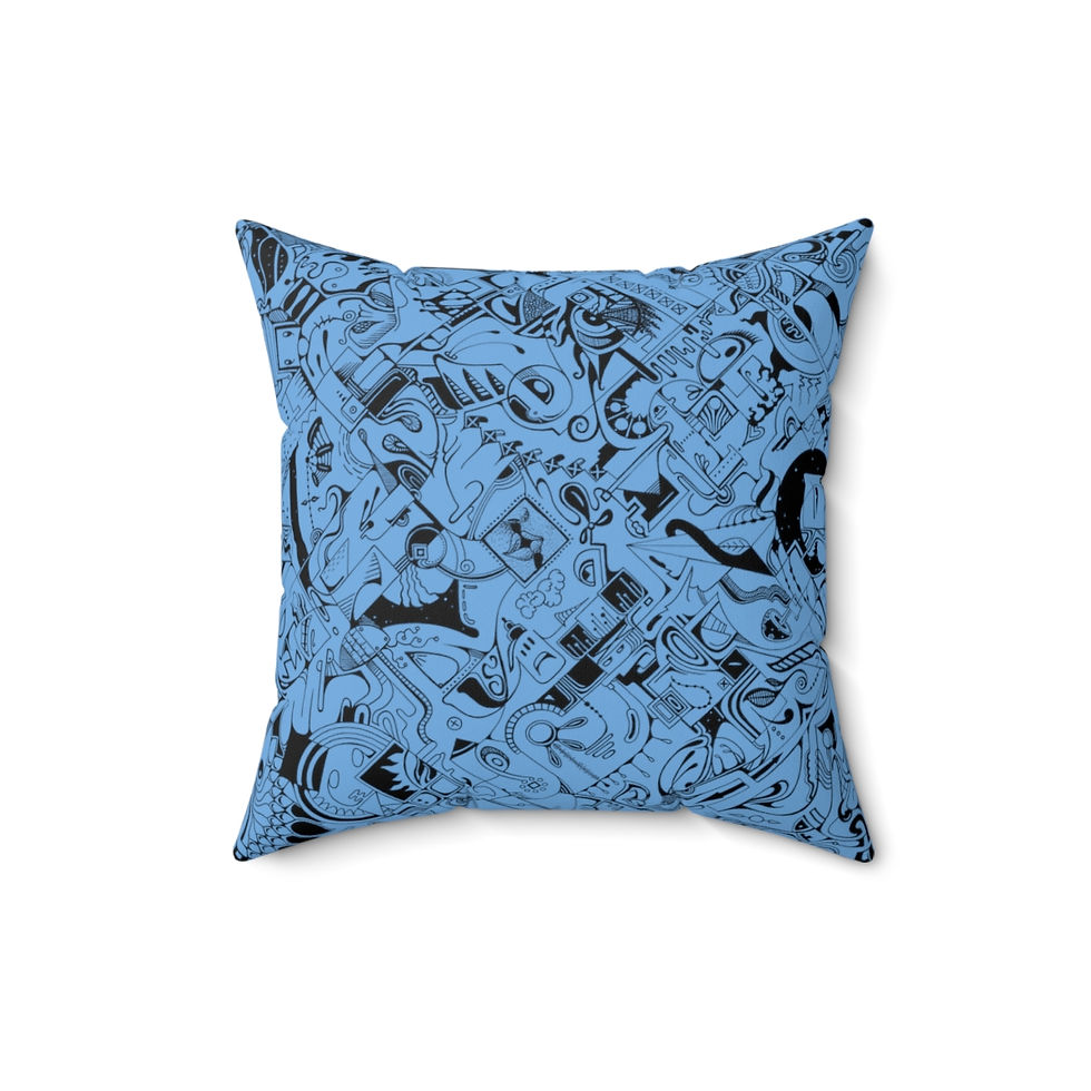 Thumbnail: Polyester Square Pillow - Spinnaroony (light blue)