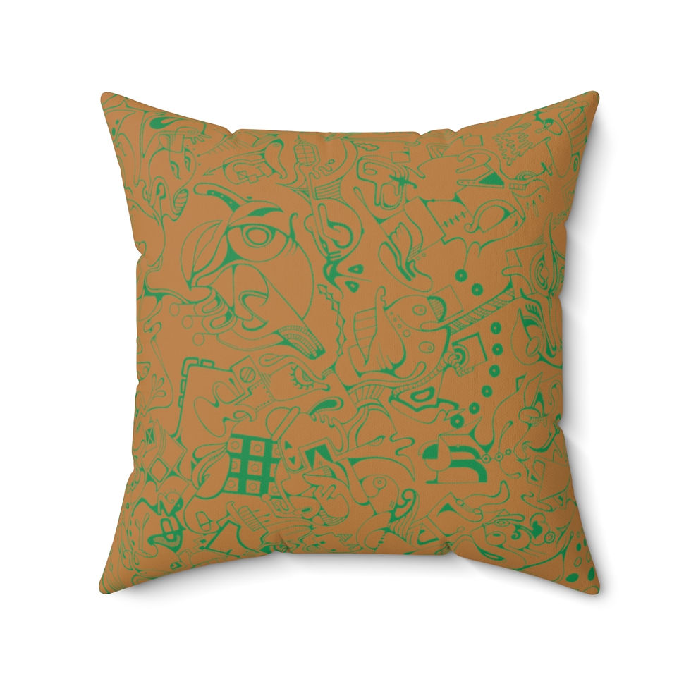 Thumbnail: Polyester Square Pillow - Spinnaroony 2 (orange)