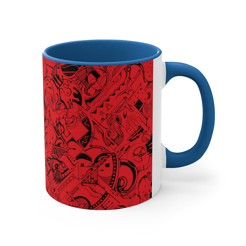 Thumbnail: Accent Coffee Mug, 11oz - Spinnaroony (red on black)