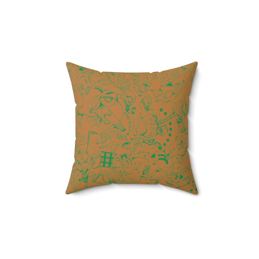 Thumbnail: Polyester Square Pillow - Spinnaroony 2 (orange)