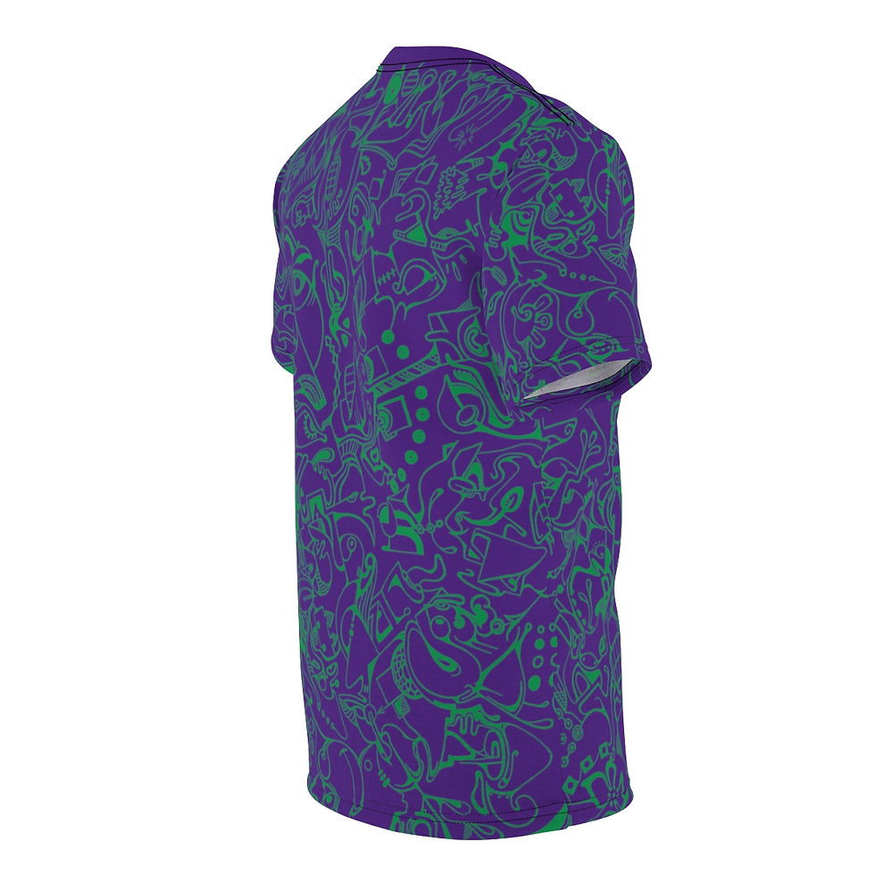 Thumbnail: Unisex Short Sleeve Tee (AOP) - Spinnaroony 2 (dark purple)