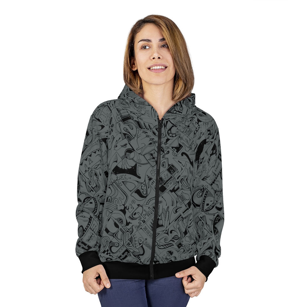 Unisex Zip Hoodie (AOP) - Spinnaroony (dark grey)