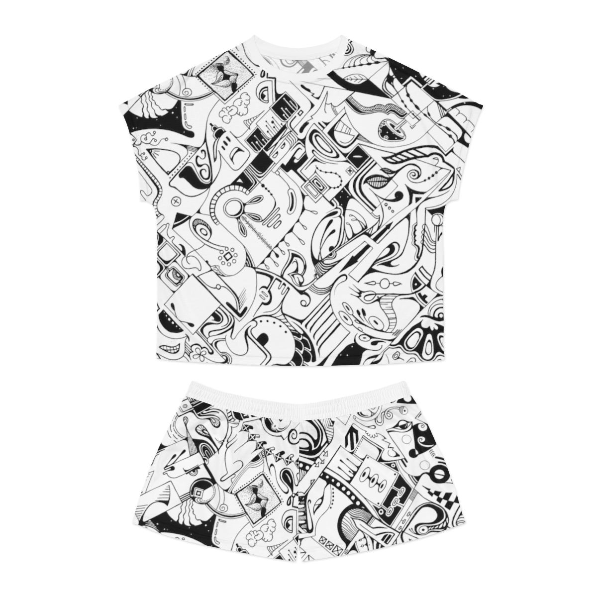 Women's Short Pajama Set (AOP) - Spinnaroony (white)