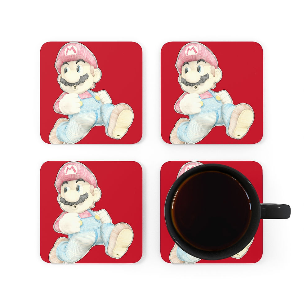 Thumbnail: Coaster Set - Mario Mario (dark red)