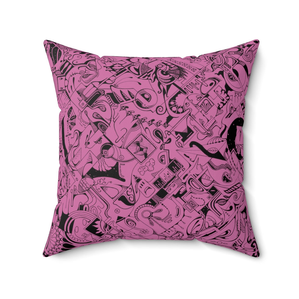 Thumbnail: Polyester Square Pillow - Spinnaroony (light pink)