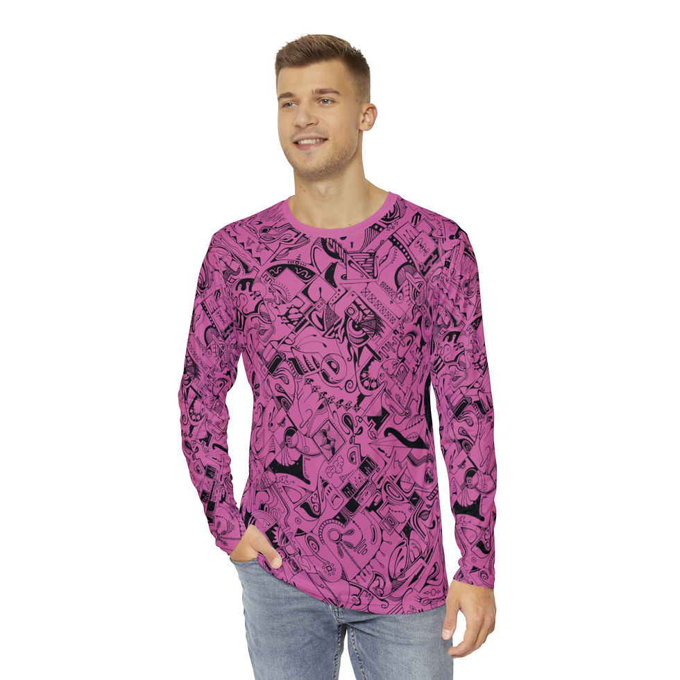 Men's Long Sleeve Shirt (AOP) - Spinnaroony (light pink)