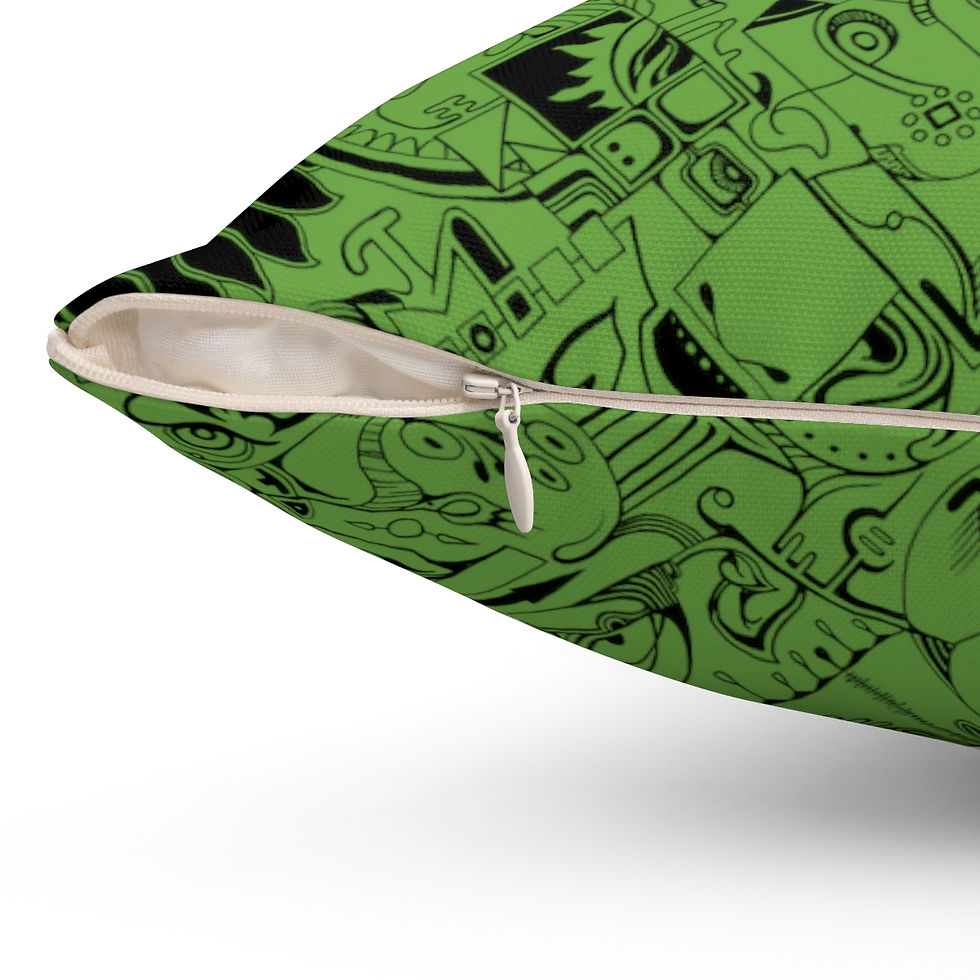 Thumbnail: Polyester Square Pillow - Spinnaroony (green)
