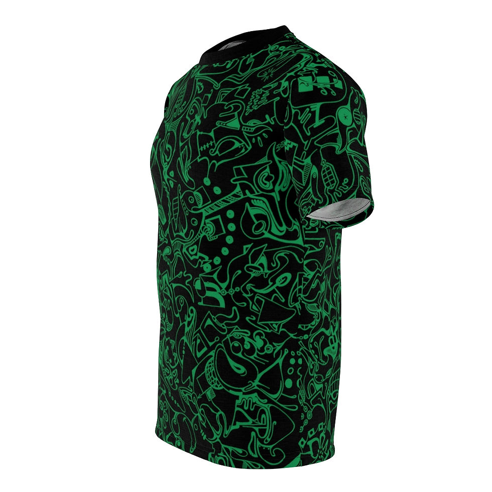 Thumbnail: Unisex Short Sleeve Tee (AOP) - Spinnaroony 2 (black)
