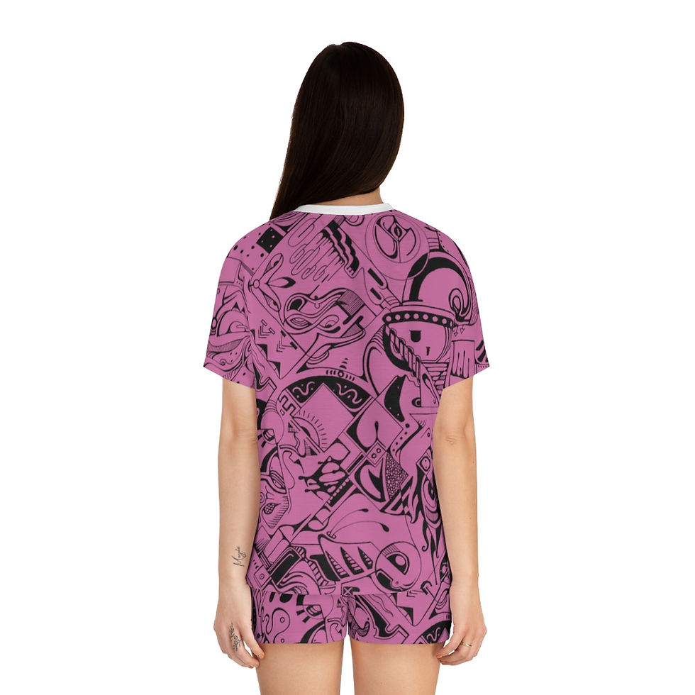 Thumbnail: Women's Short Pajama Set (AOP) - Spinnaroony (light pink)