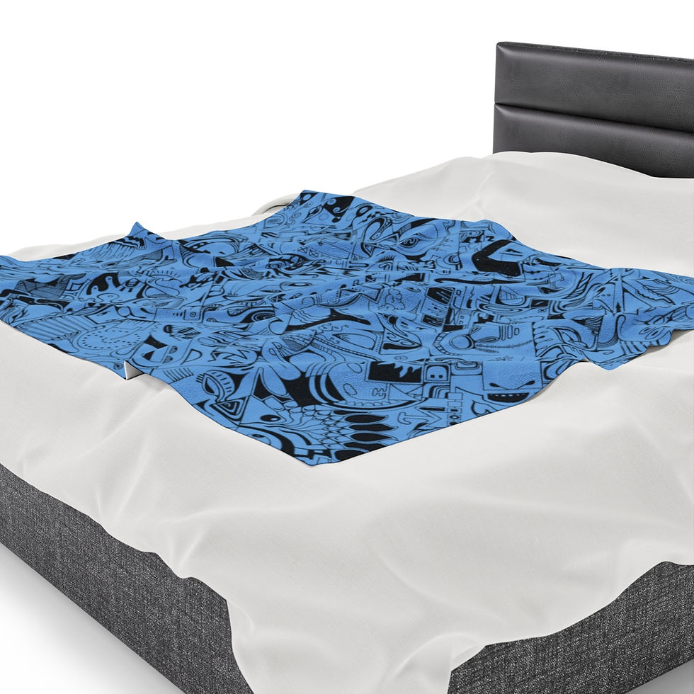 Thumbnail: Velveteen Plush Blanket - Spinnaroony (light blue)