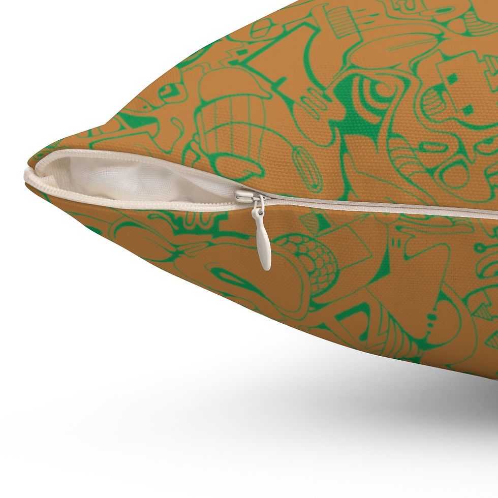 Thumbnail: Polyester Square Pillow - Spinnaroony 2 (orange)