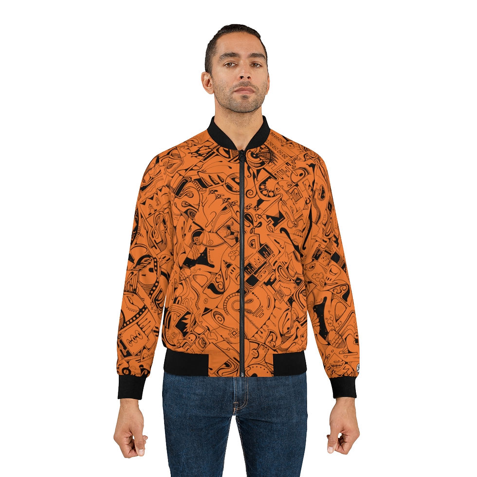 Thumbnail: Men's Bomber Jacket (AOP) - Spinnaroony (orange)
