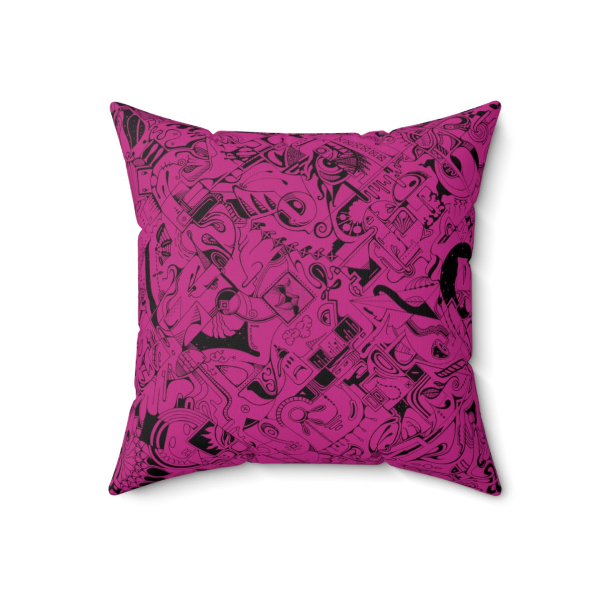 Polyester Square Pillow - Spinnaroony (pink)