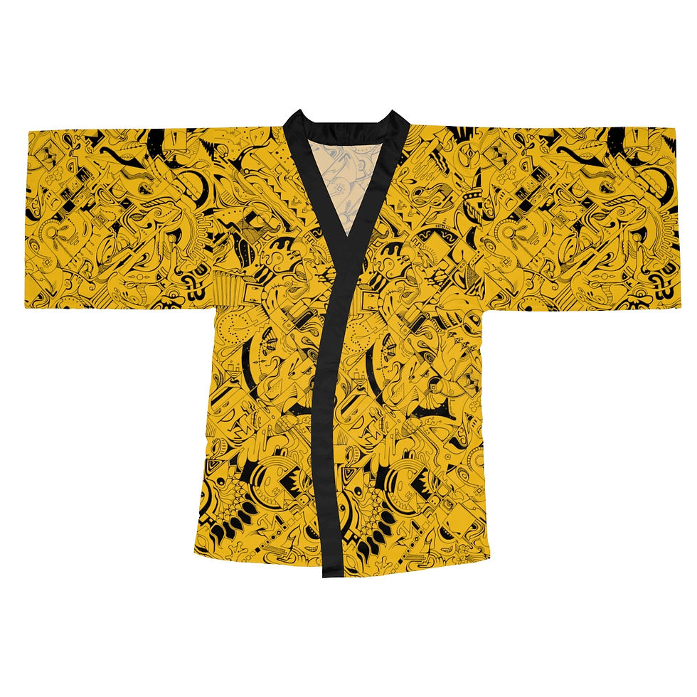 Thumbnail: Long Sleeve Kimono Robe (AOP) - Spinnaroony (yellow)