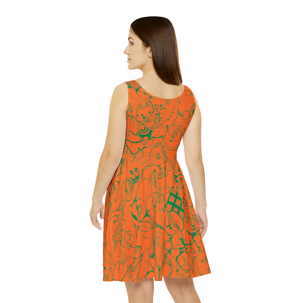 Thumbnail: Women's Skater Dress (AOP) - Spinnaroony 2 (orange)